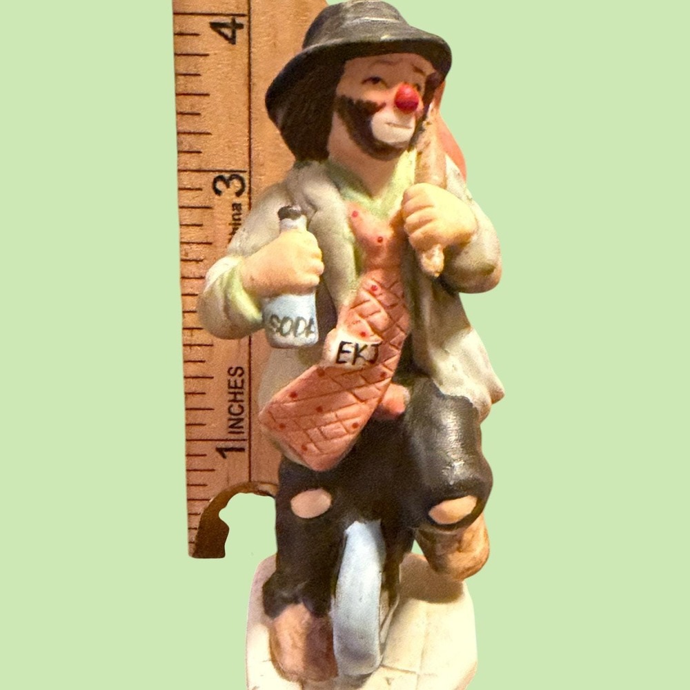 Emmett Kelly Jr Hobo Clown Figurine Flambro EKJ Unicycle Soda Vintage - Picture 13 of 14